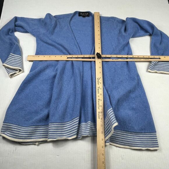 Claudia Nichole Cashmere Open Cardigan Striped Hem Luxe Soft Cozy Knit Sweater S - Picture 8 of 12